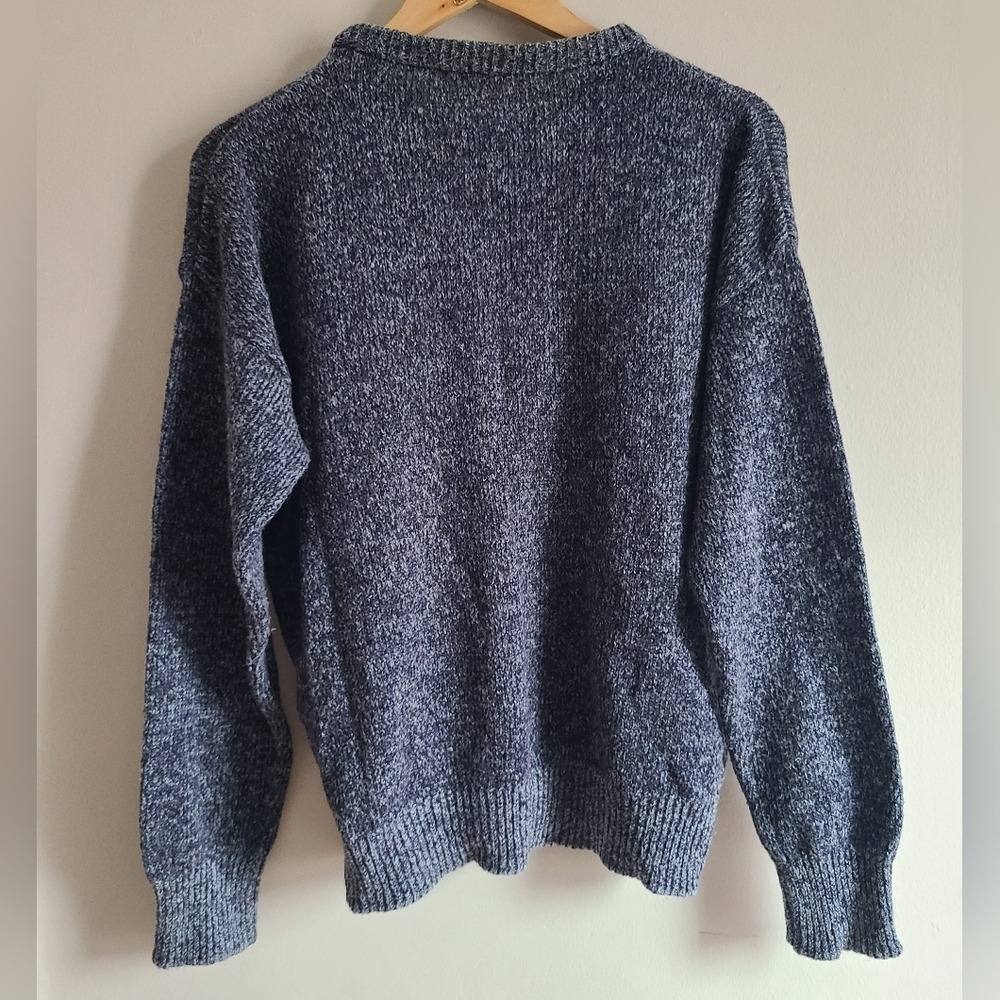 Vintage Morgan Blue Alpaca Wool Blend Geometric Crewneck Sweater Large Italy - Picture 3 of 5